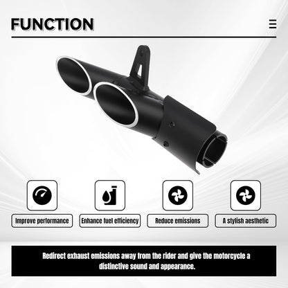 38mm-51mm Slip on Exhaust Tips, 1.5-2" Motorcycle Muffler Tip Pipe with Dual Outlet for Kawasaki Ninja 400 Z650 ZX6R10R, for Honda CBR 500 300R, for Yamaha FZ1 250 300