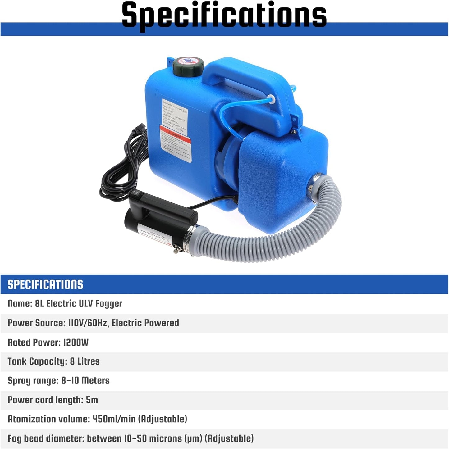 8L (2 Gallon) Electric ULV Fogger Machine, Portable Fogger Sprayer Machine Electric Atomizer Ultra Low Volume Sprayer for Home Indoor and Outdoor Cleaning Spraying Use,2 Pack