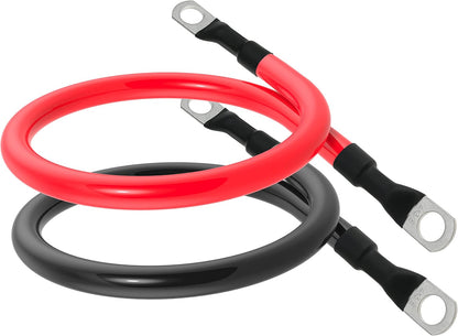 4 AWG Battery Cable 4AWG Gauge Pure Copper Battery Inverter Cables with 3/8 in Lugs Both Ends Power Inverter Wire Set for Automotive Solar Marine Boat RV Car Motorcycle Red and Black (6ft)