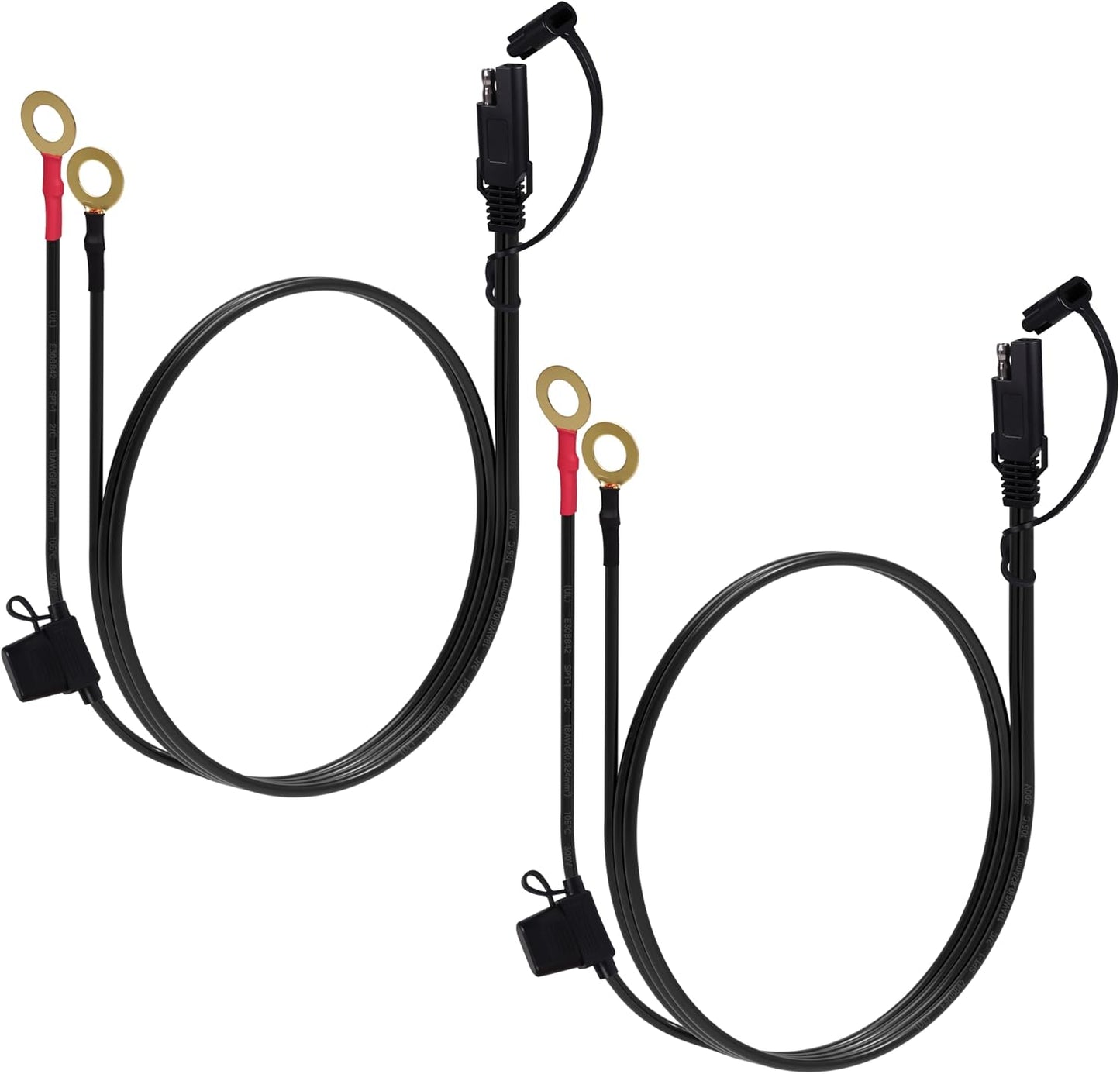 3.3FT 18AWG SAE Extension Cable, SAE Battery Charger Cord 18 AWG, 2 Pin Quick Disconnect SAE to O Ring Terminal Harness Extension Cord for Solar Batteries Cars Motorcycles, 2pcs