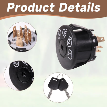 Starter Ignition Switch for John Deere X100 X300 X304 X310 X320 X324 X330 X340 X350 X354 X360 X370 X380 X384 X390 X500 X520 X530 X534 X540 with 2 Keys, 4 Positions