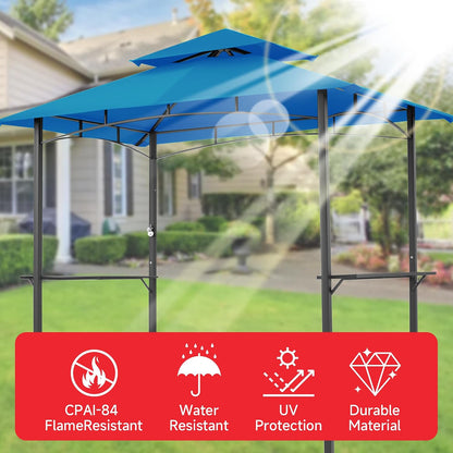 Grill Gazebo Replacement Canopy Top Only - 5' x 8' Outdoor BBQ Gazebo Canopy Roof, Waterproof Double Tiered Shelter Cover Fit for L-GG001PST-F