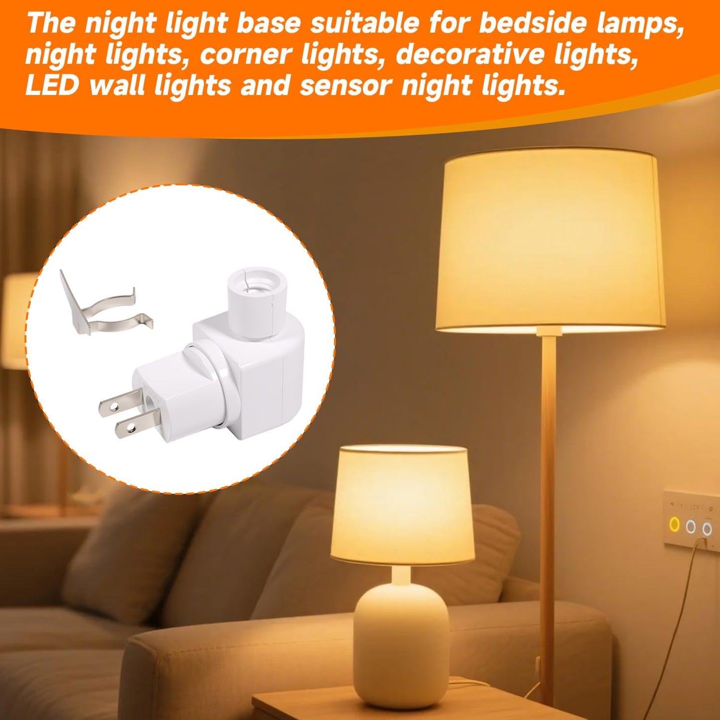 Plug-in Night Light Base and Module with ON and Off Switch, 360° Rotating Swivel Plug, Metal Clip for DIY Bubble Light Crafts (10PCS)