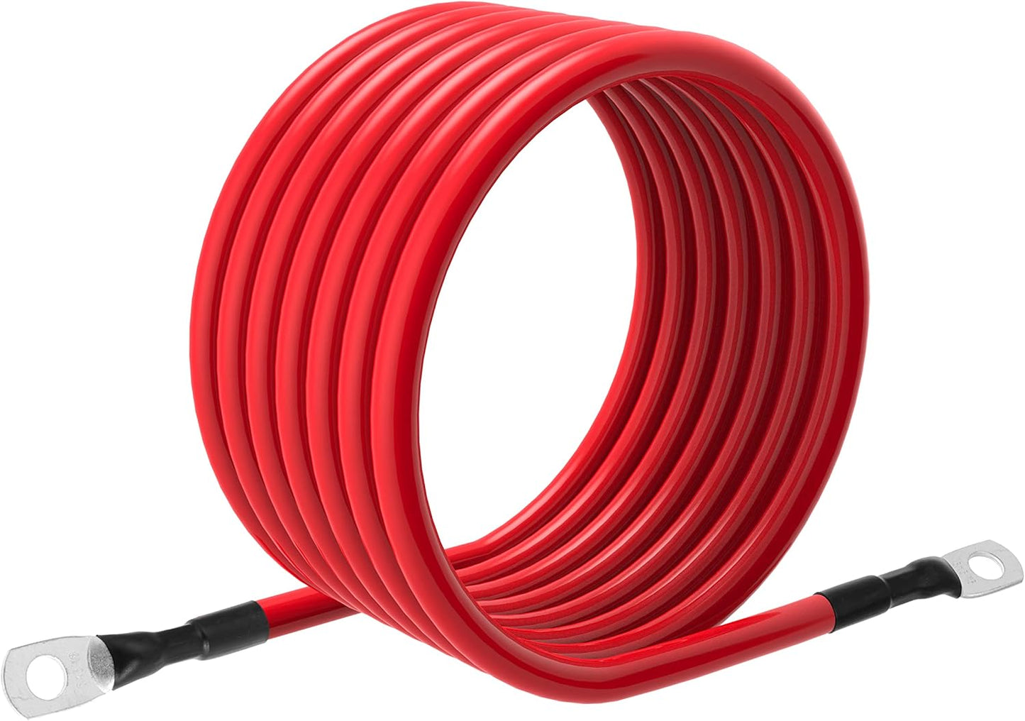 6 AWG Battery Cables 6 Gauge Battery Power Inverter Cable with 5/16 Inch Tinned Copper Lugs Both Ends for Solar Marine Boat RV Car Motorcycle 2 pcs (7FT)