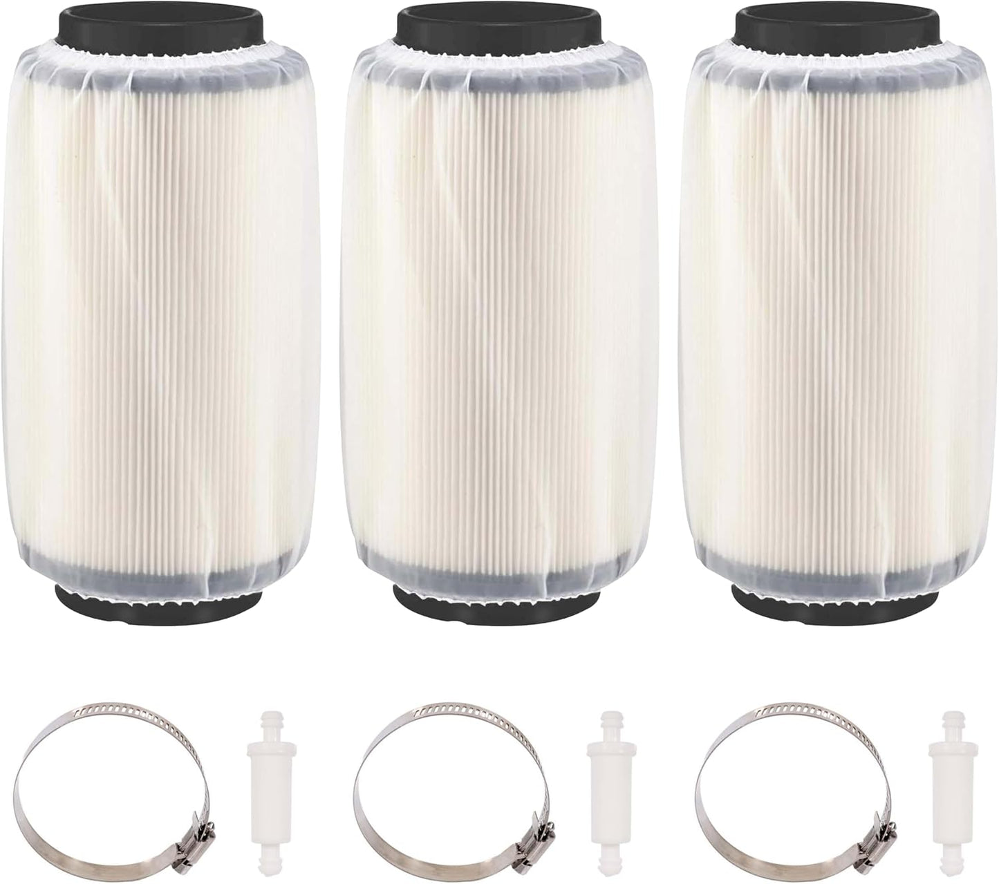 7080595 Air Filter 5811633 Air Preclean Sleeve 2530009 Fuel Filter with Clamp for Polaris Scrambler Magnum 325 500 Sportsman 335 400 500 550 570 700 850 (Set of 1)