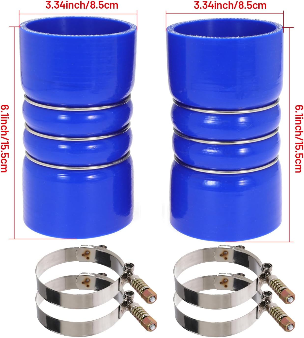 3 Inch Silicone Charge Air Cooler Hump Hose Boot Set 3" X 6" with T Bolt Clamp Blue (Hose-3060-BU)