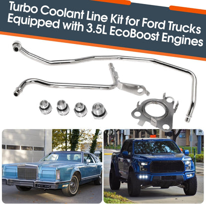Replacement 926-187 Turbo Coolant Line Tubes, Driver/Left Side Engine Coolant Pipe Kit for Ford Expedition 15-17, F150 11-16, Transit 150 250 350 350HD 15-21 and for Lincoln Navigator 15-17