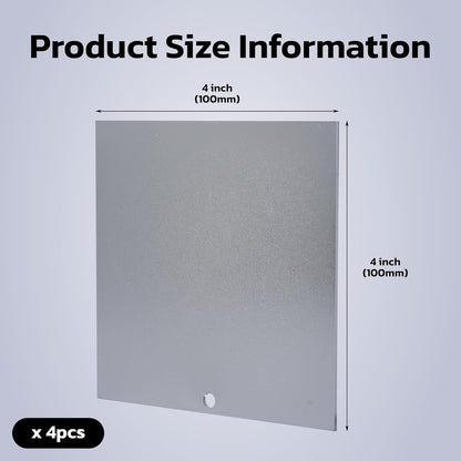 4 x 4 Flat Permit Panels Universal for IFTA Sticker Plate 4 x 4 Inch Permit Sticker Plate Tape Mount Metal Panel for Truck 4 PCS