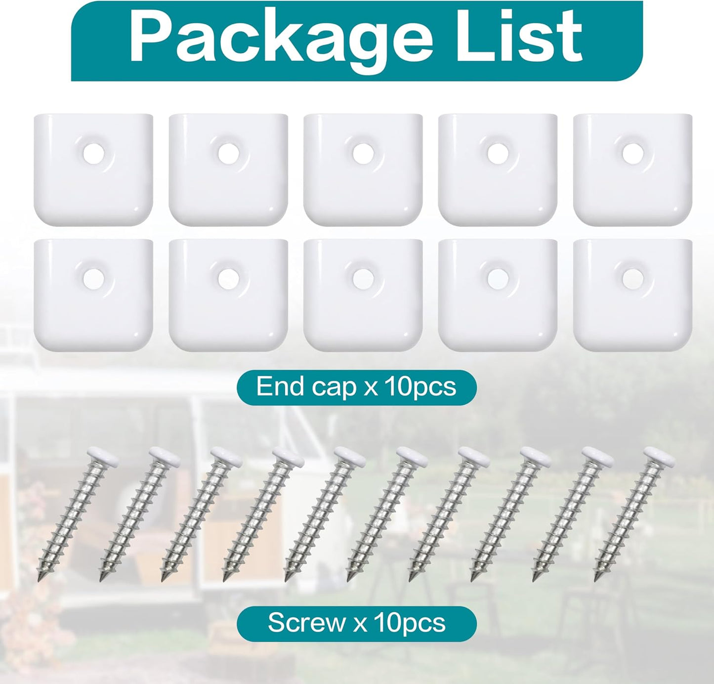 RV Trim End Caps for 1 Inch Vinyl RV Trim Molding Screw Covering Strip (White, 10pcs)