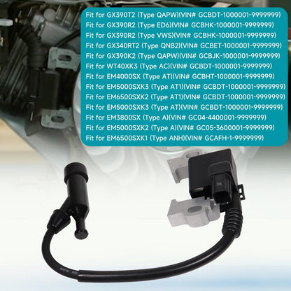 Ignition Coil 30500-Z5T-003 4 pin Connector for Honda GX390 GX340 Replace 30500-Z5R-003 30500Z5T003 Four Prong Connector Coils, with Spark plug and 0.4 Feeler Gauge