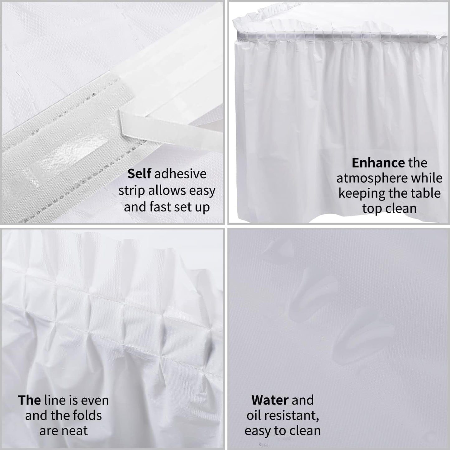 5 Pack Plastic Table Skirts for Rectangle Tables with 5 Pack Table Cloths, Blue Tableskirts and 54" x 108" Tablecloths, Disposable Tablecloth Skirt Table Covers for Party Birthday Baby Shower