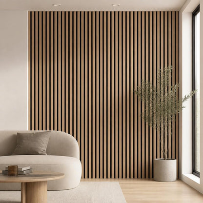 5 Pack Large Acoustic Panels for Wall Decor Sound Proof 47.2 x 23.6 x 0.4 Inch Sound Dampening Panels Wood Veneer Sound Absorbing Wall Panel for Bedroom Home Studio Office (Oak)