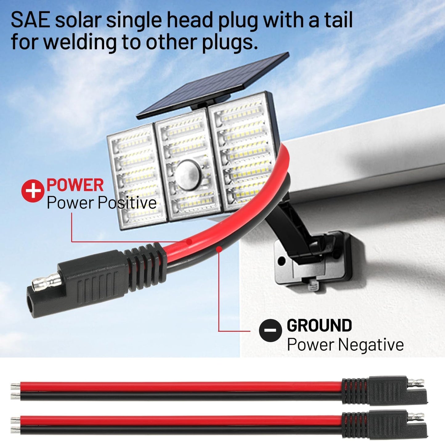 1FT 10AWG SAE Extension Cable, 10 Gauge SAE Connector Cable 10 AWG 2 Pin SAE Quick Disconnect for Solar RV Automotive, 8PCS
