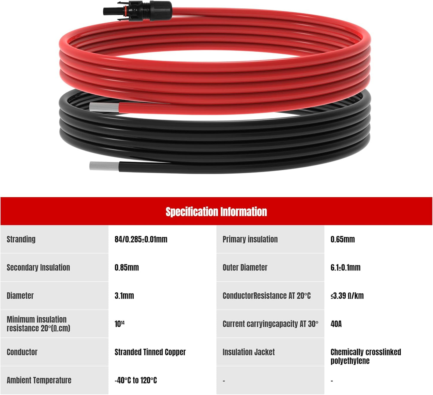 10Ft 10AWG Solar Panel Extension Cable, 10 AWG Solar Extension Cable 10 Gauge 10 Feet Solar Wire with Solar Panel Female Male Waterproof Connectors for RV Boat Home (10 AWG-10Ft)