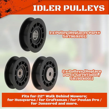 Idler Pulley Belt Repair Kit Fits LC221A LC221AH 22" AWD Walk-Behind Mowers Replaces 587973001 587969201 580364609(White Belt)