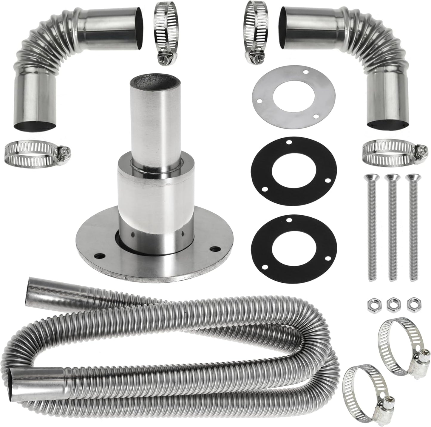 200cm 24mm Exhaust Pipe for Diesel Heater, 1 Inch ID Generator Exhaust Extension with Clamps for Parking Air Heaters (Double Wall)
