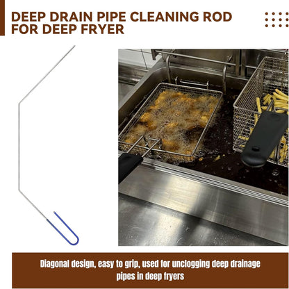 3 Pcs Fryer Cleaning Tools, L Shaped Brass Bristles Fryer Deep Cleaning Brush, Deep Fryer Crumb Scoop, Fryer Deep Cleanout Rod for Restaurant Air Fryer