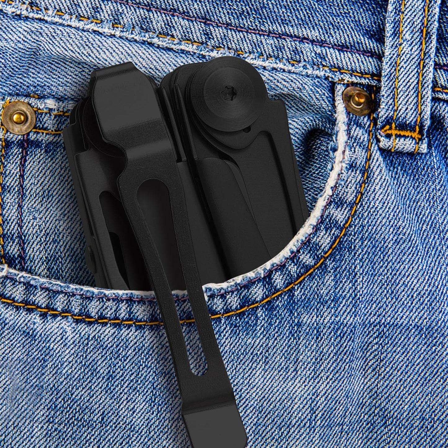 Quick-Release Pocket Clip + Lanyard Ring Set Stainless Steel Quick Release Multi-Tool Pocket Clip (Black-6)