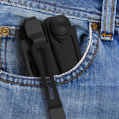 Quick-Release Pocket Clip+ Lanyard Ring Set Stainless Steel Quick Release Multi-Tool Pocket Clip(Black-1)