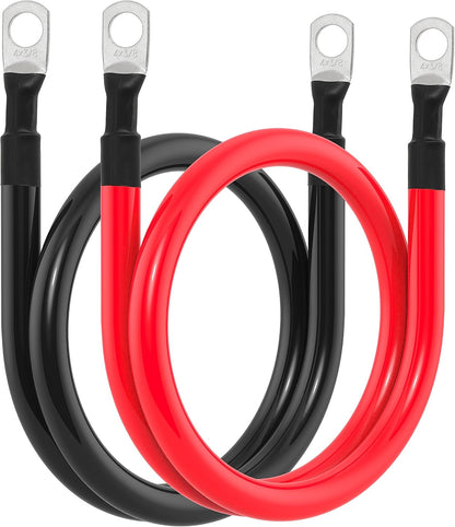 2/0 AWG Battery Cable 2/0AWG Gauge Battery Inverter Cables for Automotive Solar Marine Boat RV Car Motorcycle (2/0 AWG, 2FT, 3/8")