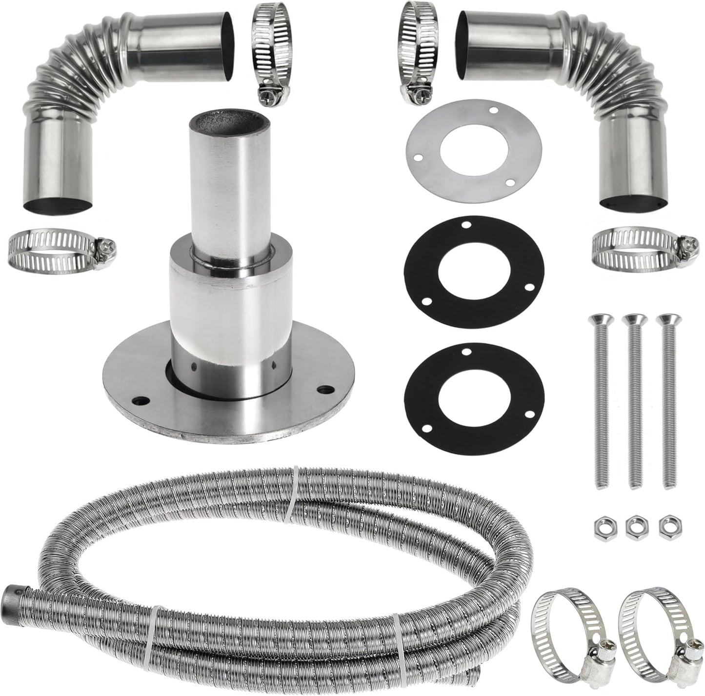 100cm 24mm Exhaust Pipe for Diesel Heater, 1 Inch ID Generator Exhaust Extension with Thru Hull Exhaust Skin and Tube Elbow Connector