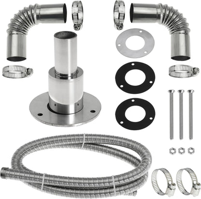 60cm 24mm Exhaust Pipe for Diesel Heater, 1 Inch ID Generator Exhaust Extension with Thru Hull Exhaust Skin and Tube Elbow Connector