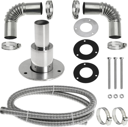100cm 24mm Exhaust Pipe for Diesel Heater, 1 Inch ID Generator Exhaust Extension with Thru Hull Exhaust Skin and Tube Elbow Connector
