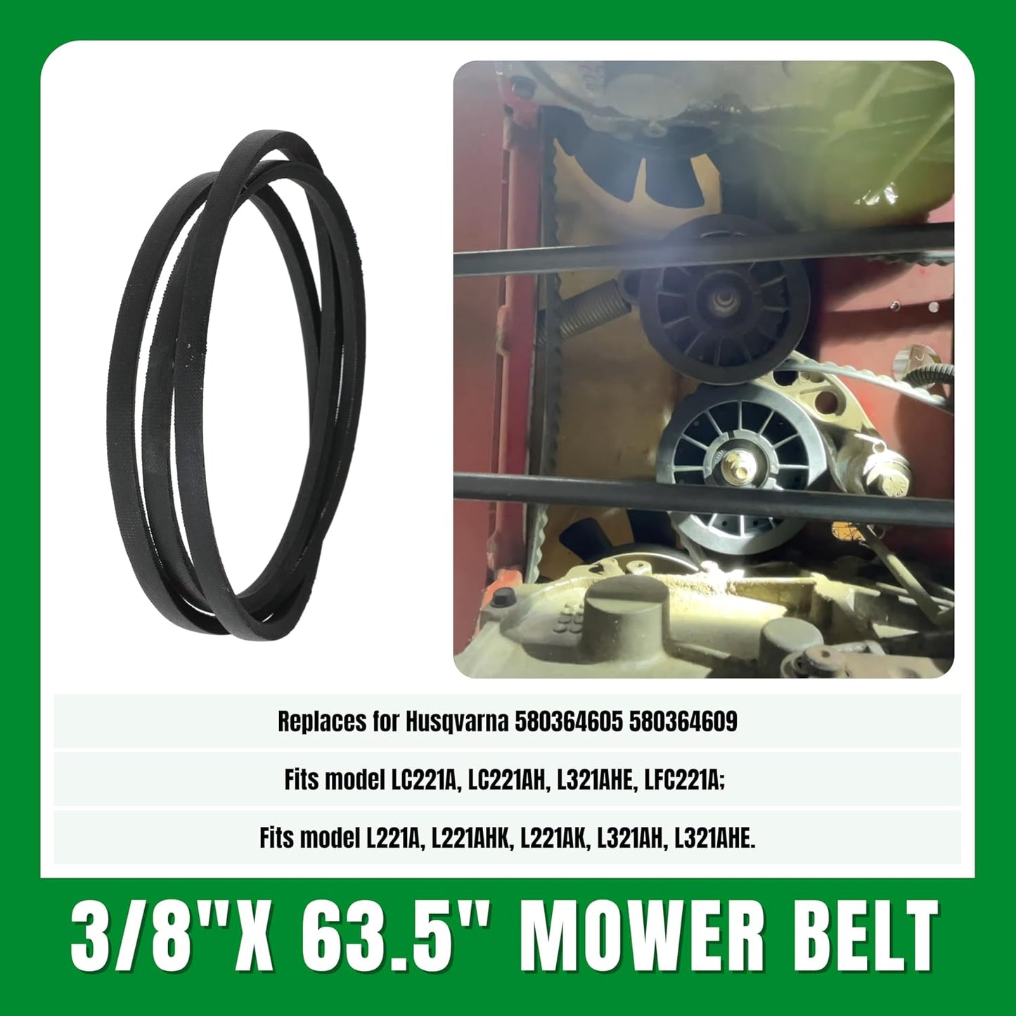 Replacement 587973001 587969201 580364609 Belt Repair Kit LC221A LC221AH Belt and Pulley Kit for Husqvarna 22" AWD HU675AWD HU725AWD Walk-Behind Lawn Mowers