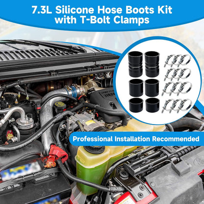7.3 Silicone Hose Boots Kit for Ford Late 1999-2003 F250 F350 F450 Superduty 7.3L Engines with Clamps