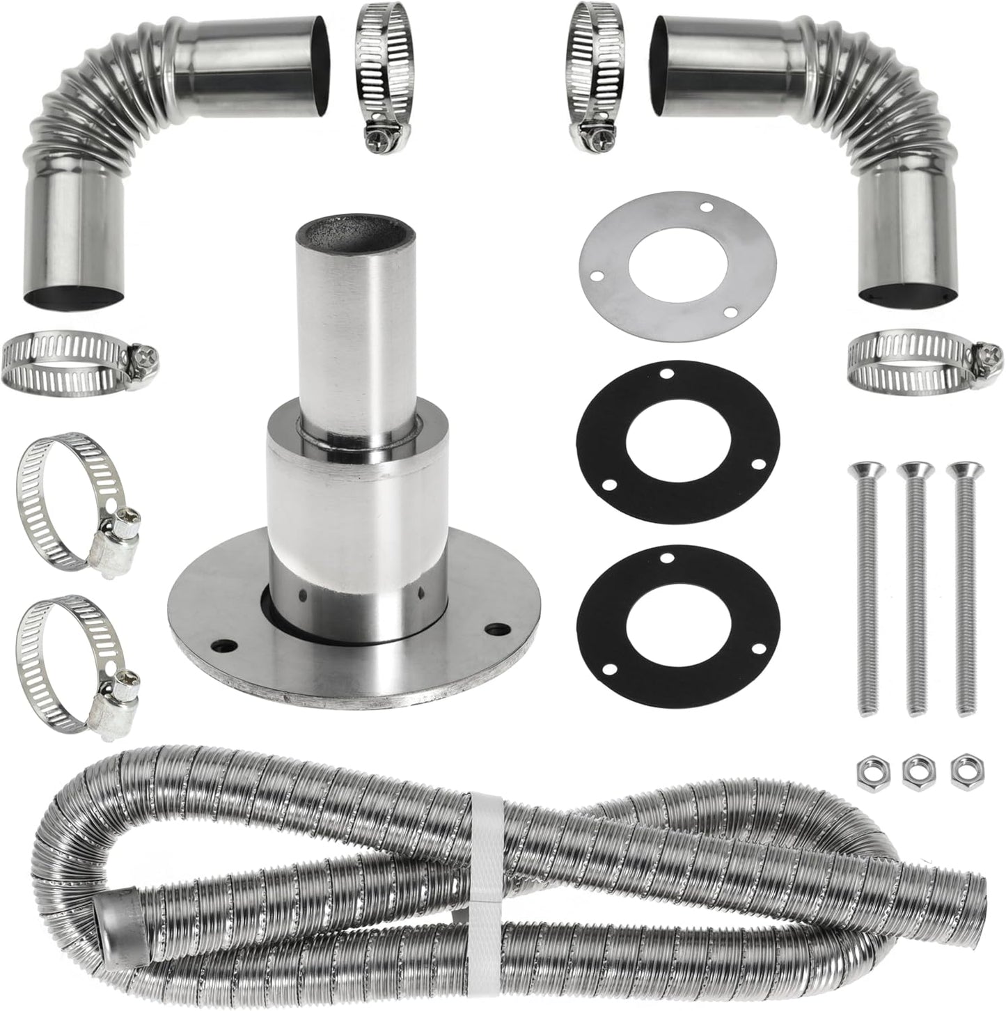 120cm 24mm Exhaust Pipe for Diesel Heater, 1 Inch ID Generator Exhaust Extension with Thru Hull Exhaust Skin and Tube Elbow Connector