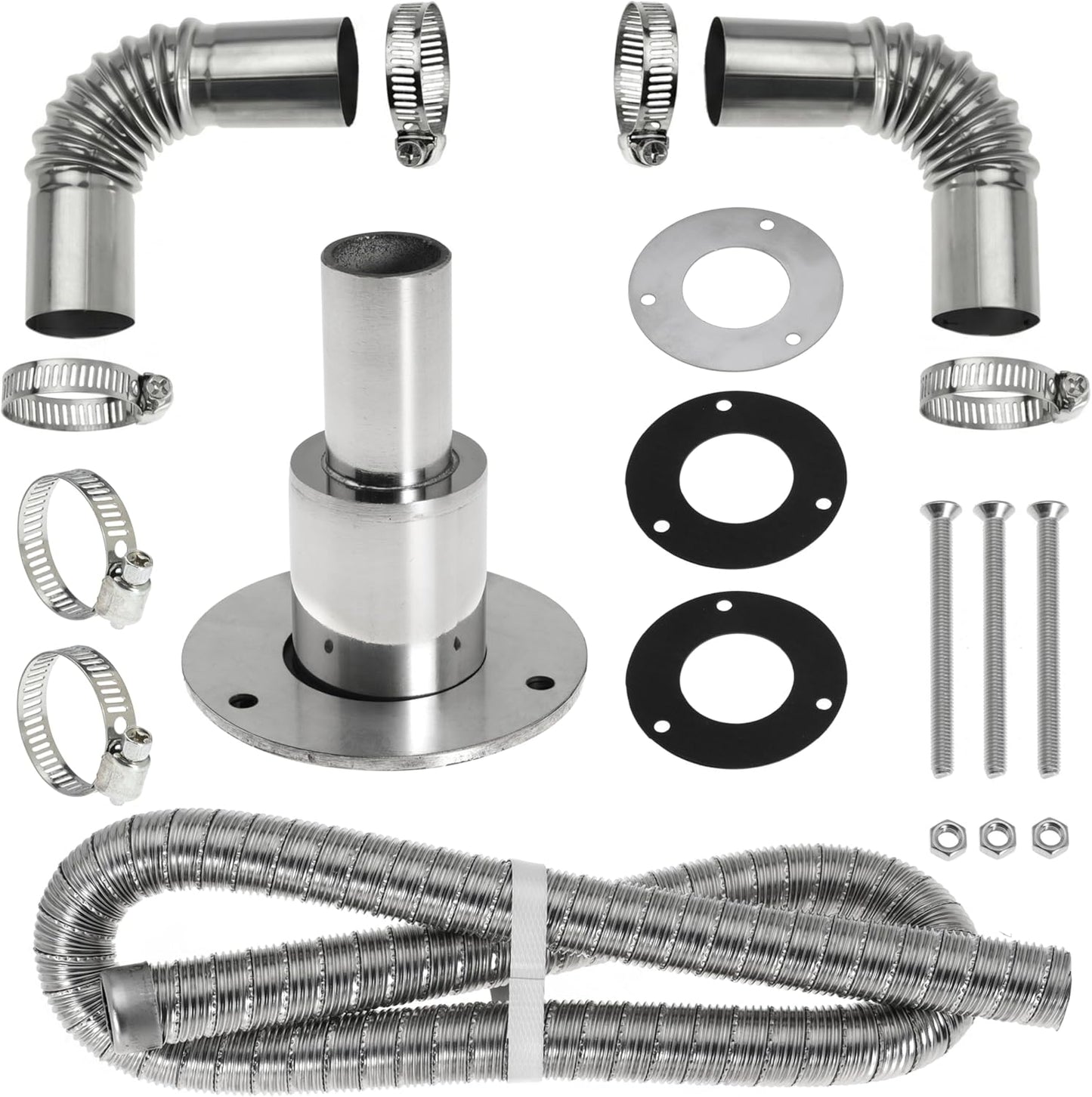 60cm 24mm Exhaust Pipe for Diesel Heater, 1 Inch ID Generator Exhaust Extension with Thru Hull Exhaust Skin and Tube Elbow Connector