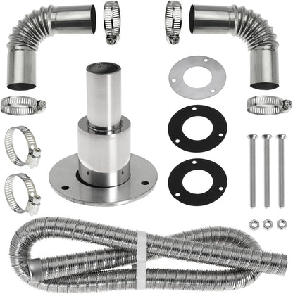 60cm 24mm Exhaust Pipe for Diesel Heater, 1 Inch ID Generator Exhaust Extension with Thru Hull Exhaust Skin and Tube Elbow Connector