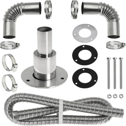 200cm 24mm Exhaust Pipe for Diesel Heater, 1 Inch ID Generator Exhaust Extension with Thru Hull Exhaust Skin and Tube Elbow Connector