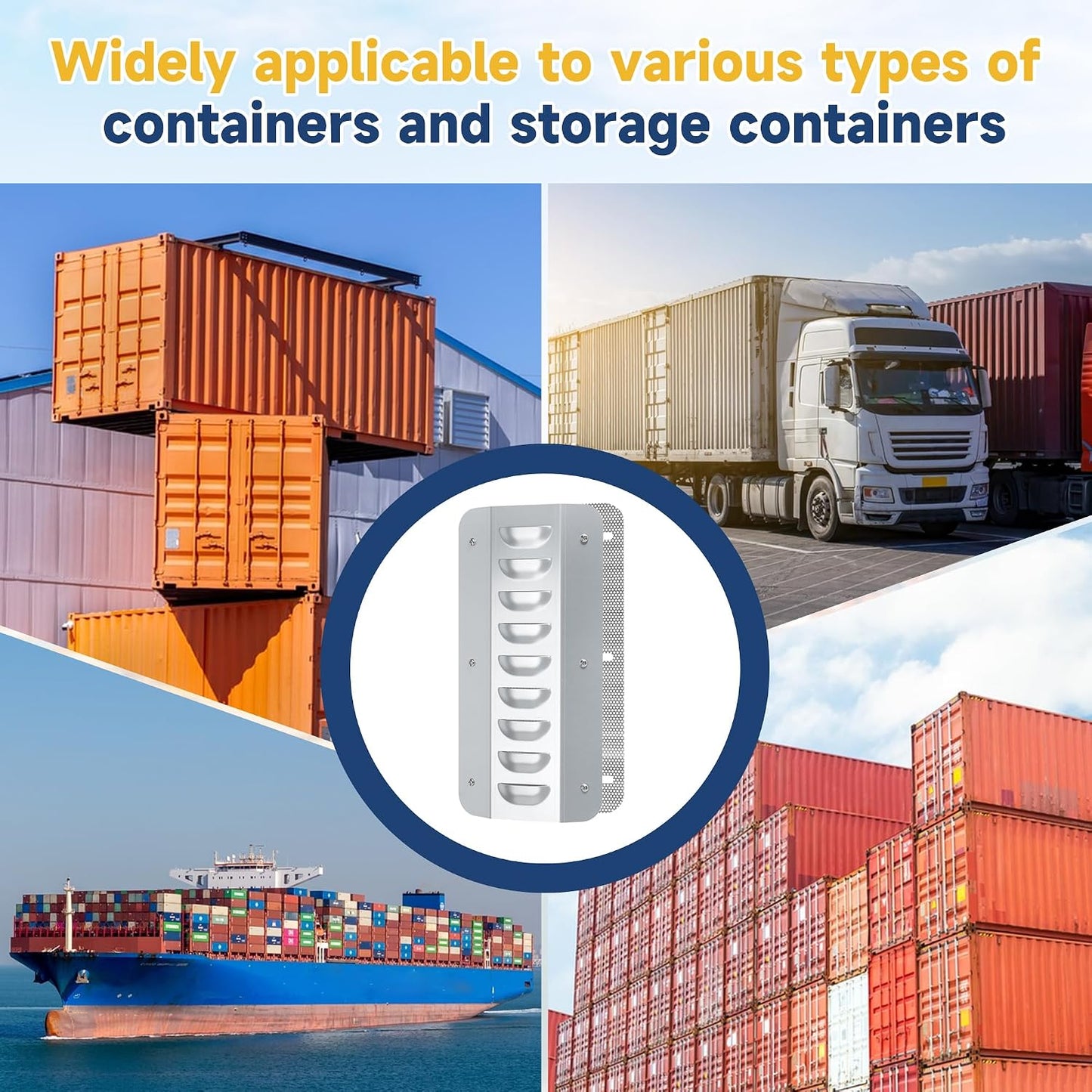 4 Set Shipping Container Vent, Container Air Vents Kit Cross Flow Ventilation Galvanized Steel Transportation Vent for Storage Containers Preventing Excessive Heat, Humidity and Condensation