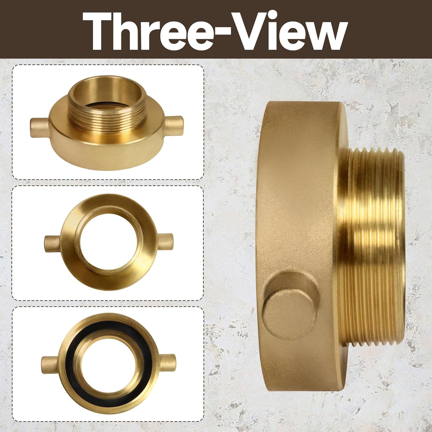 2-1/2" NH NST Female x 2" NPT Male Fire Adapter, Brass Fire Equipment for Hose or Hydrant with Pin Lugs, 2 PCS