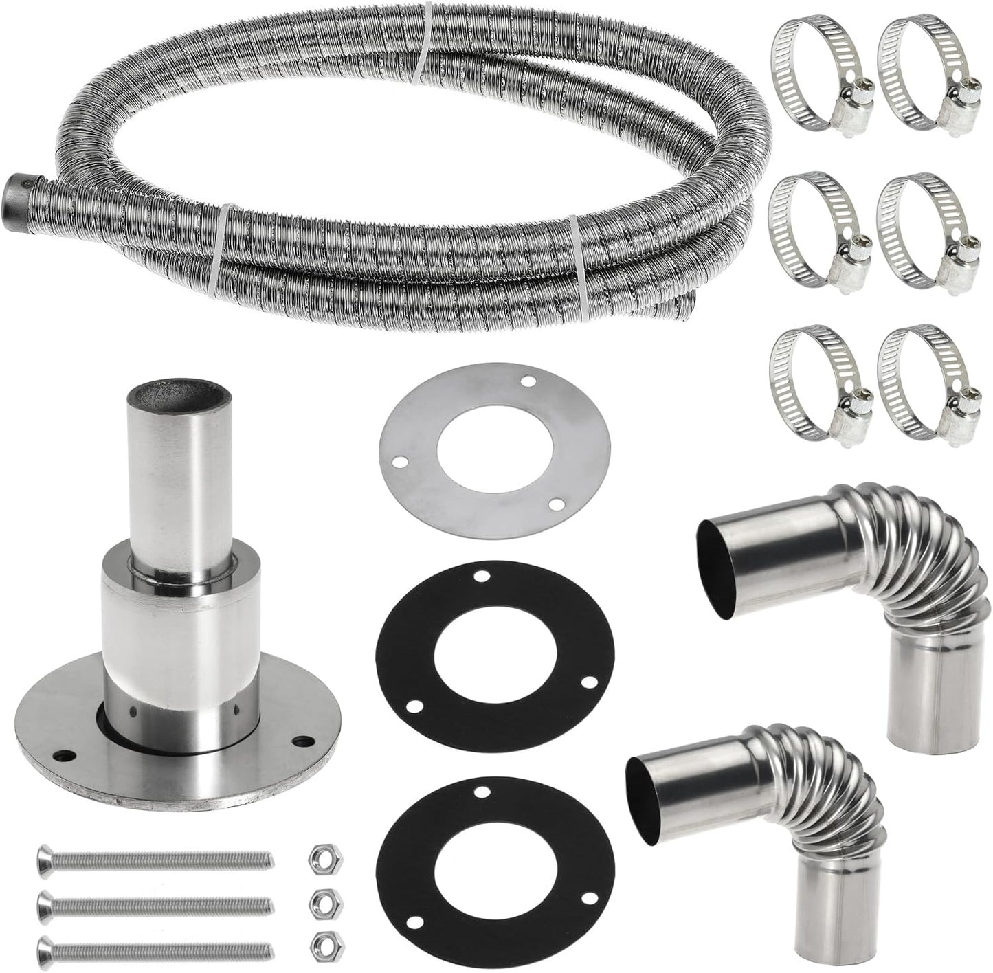 Diesel Heater Exhaust Kit - Exhaust Pipe, Straight Thru Hull Fitting and 24mm Elbow Tube Connector Set, Compatible with Webasto Eberspacher Heaters