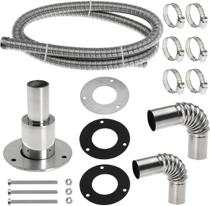 Diesel Heater Exhaust Kit - Exhaust Pipe, Straight Thru Hull Fitting and 24mm Elbow Tube Connector Set, Compatible with Webasto Eberspacher Heaters