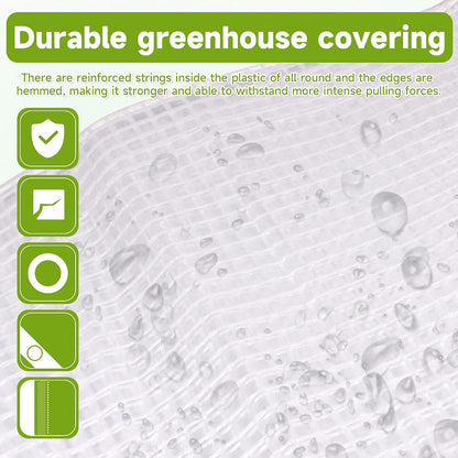 30Ftx40Ft Greenhouse Cover,Clear Plastic Tarps,16Mil Heavy Duty Waterproof tarp with UV Resistance and Grommets,Clear Tarp Canopy Top for Gardening,Farming,Nursery,Garden