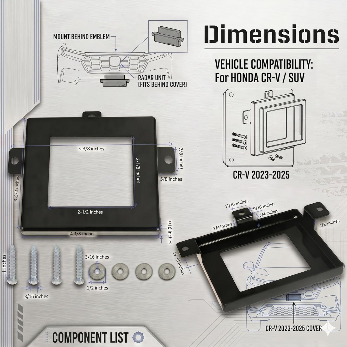 Front CRV Radar Sensor Protector for Honda CR-V 2023-2025 Anti Theft Protect Cover(Style A)