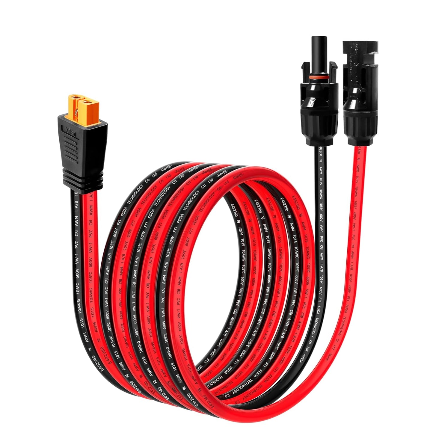 12AWG 5FT Solar to XT60i Charge Extension Cable for Solar Panels Portable Power Stations