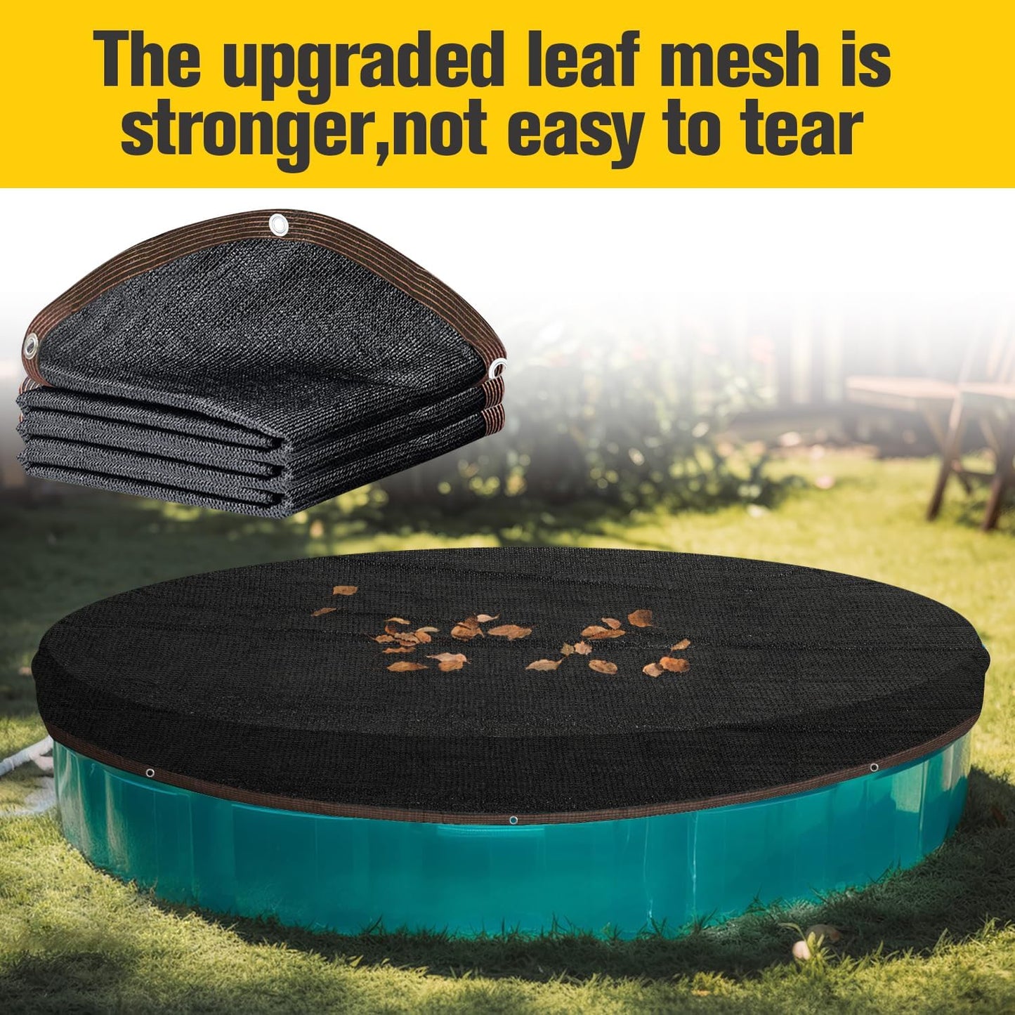 Pool Leaf Net Cover 28 ft Round, Fine Mesh Leaf Net for Above Ground Pool, Winter Pool Cover 28 ft Round Above Ground, Cover Size: 31-Feet Dia (Includes 3-feet Overlap) (Black -Round, 28FT)