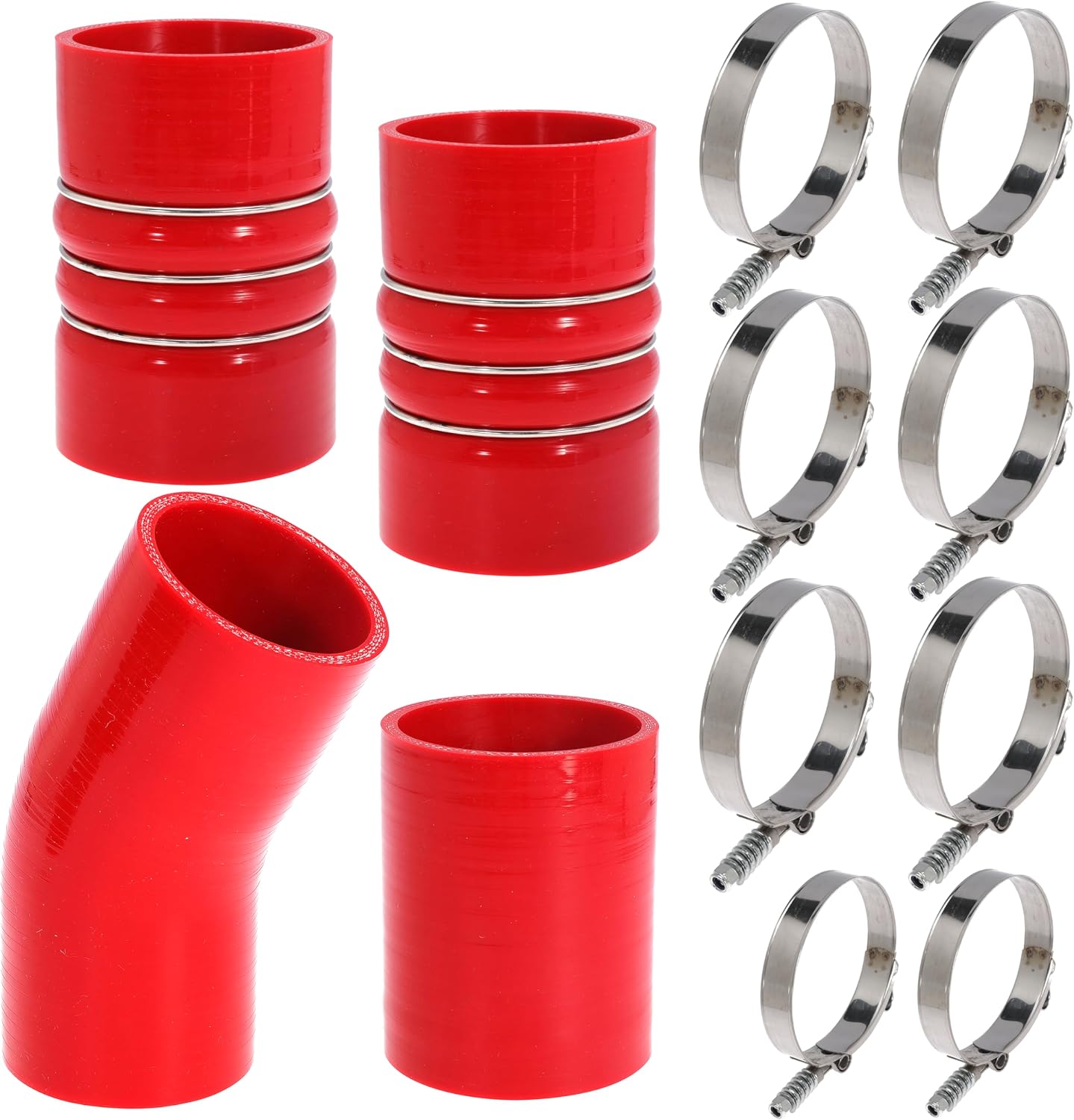 6.0 Turbo Intercooler Boots Clamps Kit For Ford F250 F350 Super Duty Excursion Econoline 6.0L Powerstroke Diesel 6.0 Turbo Intercooler Pipe Boot Kit 2003-2007 with T Bolt Clamp