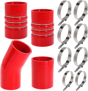 6.0 Turbo Intercooler Boots Clamps Kit For Ford F250 F350 Super Duty Excursion Econoline 6.0L Powerstroke Diesel 6.0 Turbo Intercooler Pipe Boot Kit 2003-2007 with T Bolt Clamp