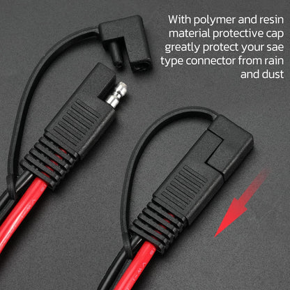 10AWG SAE Extension Cable 10 Gauge SAE to SAE Extension Cord with Two Prong Connectors for Solar RV Automotive (6FT)