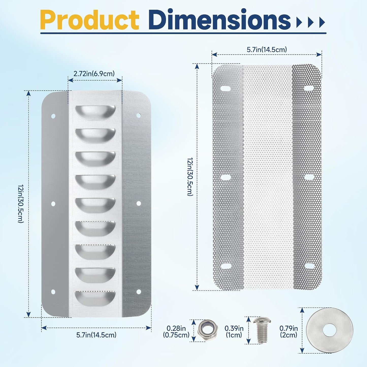 12 Set Shipping Container Vent, Container Air Vents Kit Cross Flow Ventilation Galvanized Steel Transportation Vent for Storage Containers Preventing Excessive Heat, Humidity and Condensation