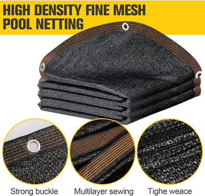 Pool Leaf Net Cover18 ft Round, Fine Mesh Leaf Net for Above Ground Pool, Winter Pool Cover18ft Round Above Ground, Cover Size: 18-Feet Dia (Includes 3-feet Overlap) (Black -Round, 18FT)