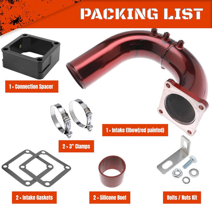 3" High Flow Intake Elbow Tube with Heater Spacer for Dodge Ram 2500 3500 2003-2007 5.9L Cummins Diesel