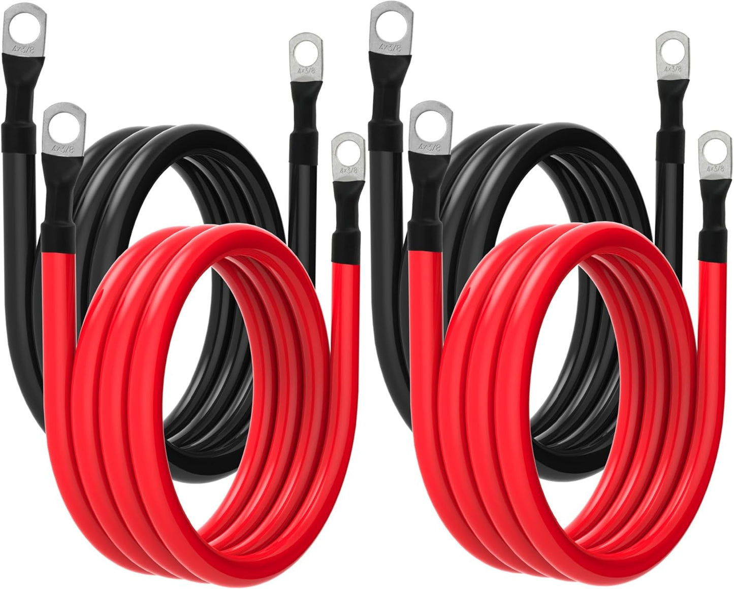 9in 4 AWG Battery Cable 4 Gauge Battery Cables 4AWG 9-Inch Battery Inverter Wires Cables with 3/8 inch Lugs for Solar Power Inverters, RVs, Campers, Travel Trailers, Cars, 2 Pairs