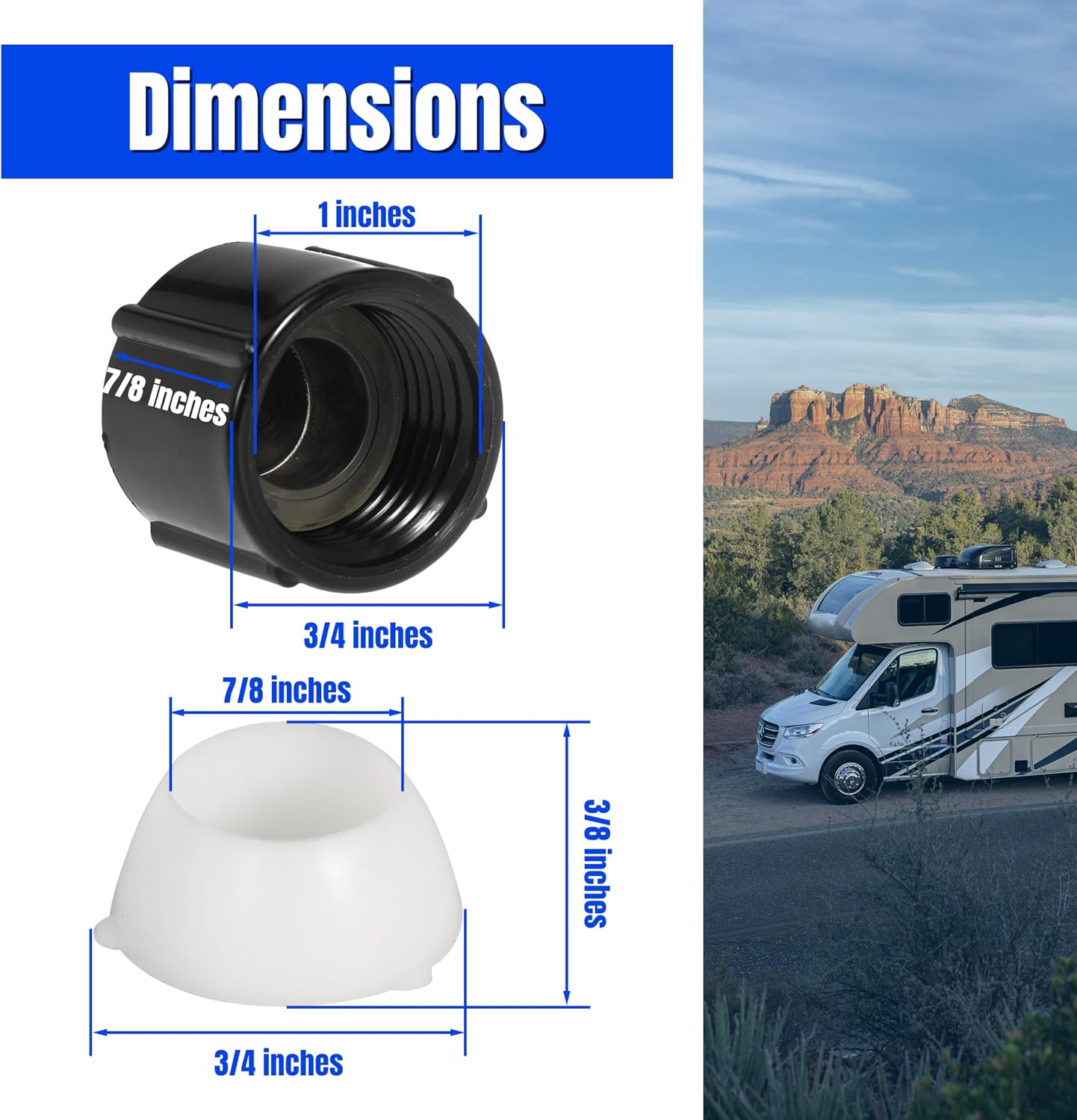 Low Point Drain Caps and Seals for RVs Campers Trailers 1/2 Inch RV Hot and Cold Water Lines 1/2″ (Set of 4)