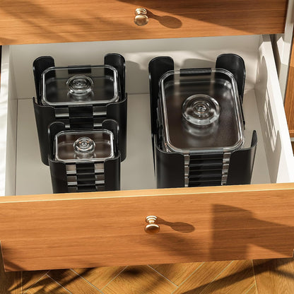 frtzal Food Container Lid Organizer,3-Pack – Compatible with Rubbermaid Brilliance Snap-On Lids, Stackable Lid Holder Rack, Kitchen Storage Holder 4.7 Cup,3.2 Cup,1.3 Cup. 0.5 Cup Container (black)